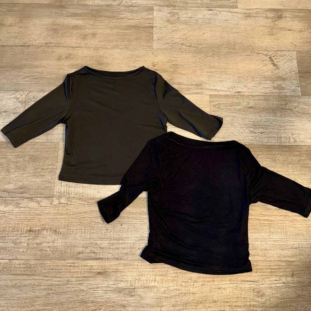 Black Womens Compression Workout Shirt Long Sleeve